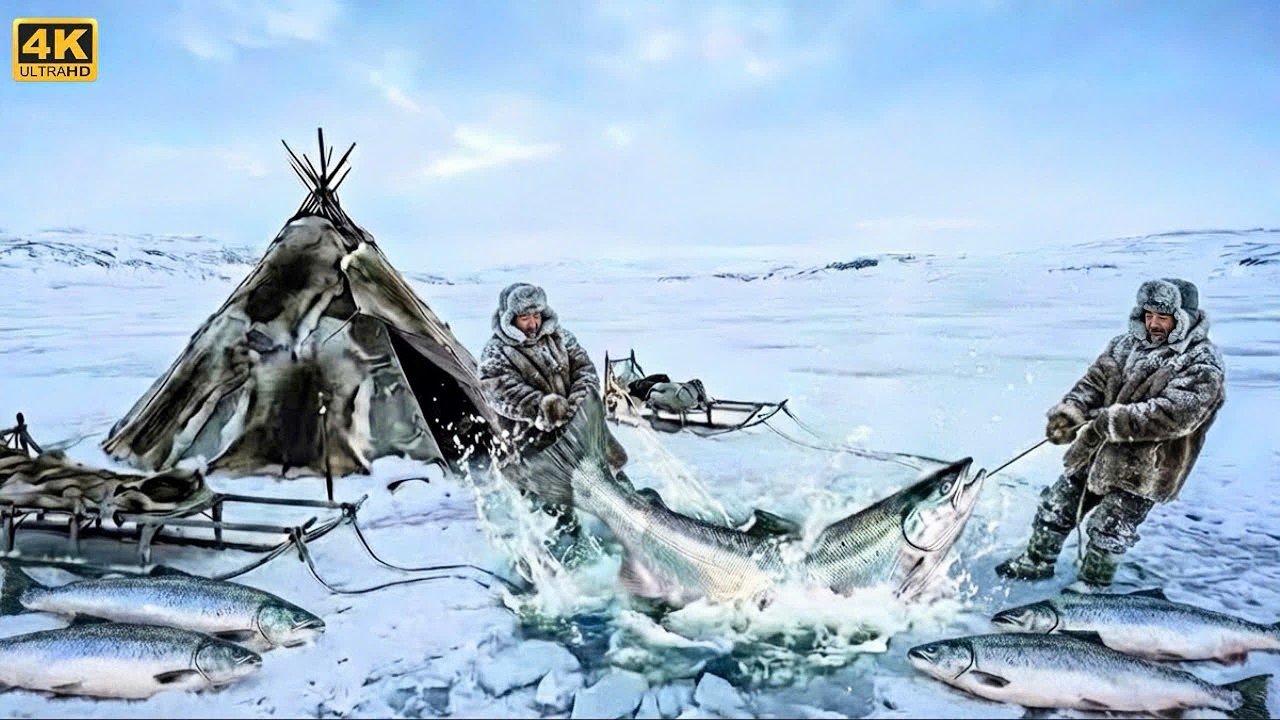 Inside a Primitive Arctic Ice Fishing Operation: From Extreme Cold to Massive Harvest