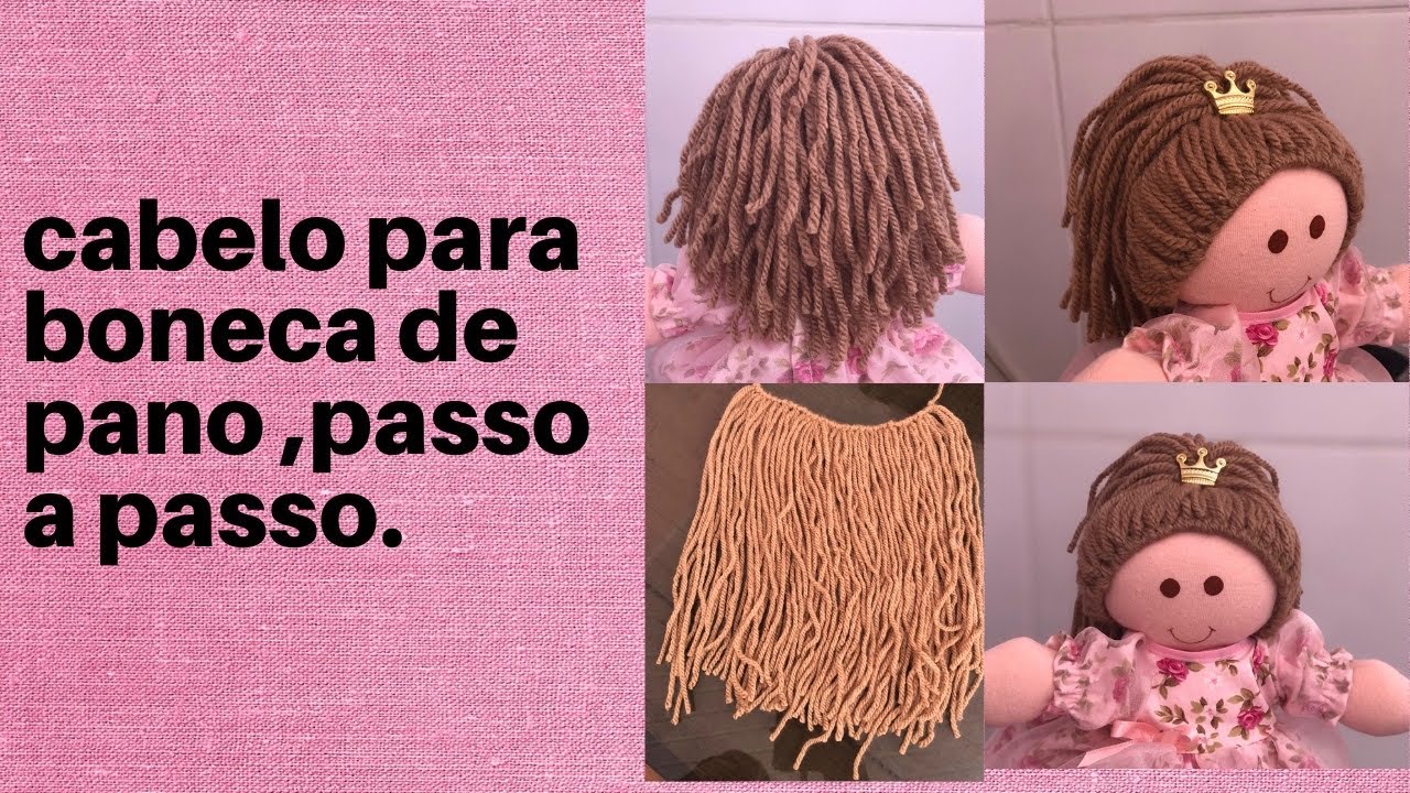 Como fazer cabelo para boneca de pano modelo rabo de cavalo ,passo a passo simples .