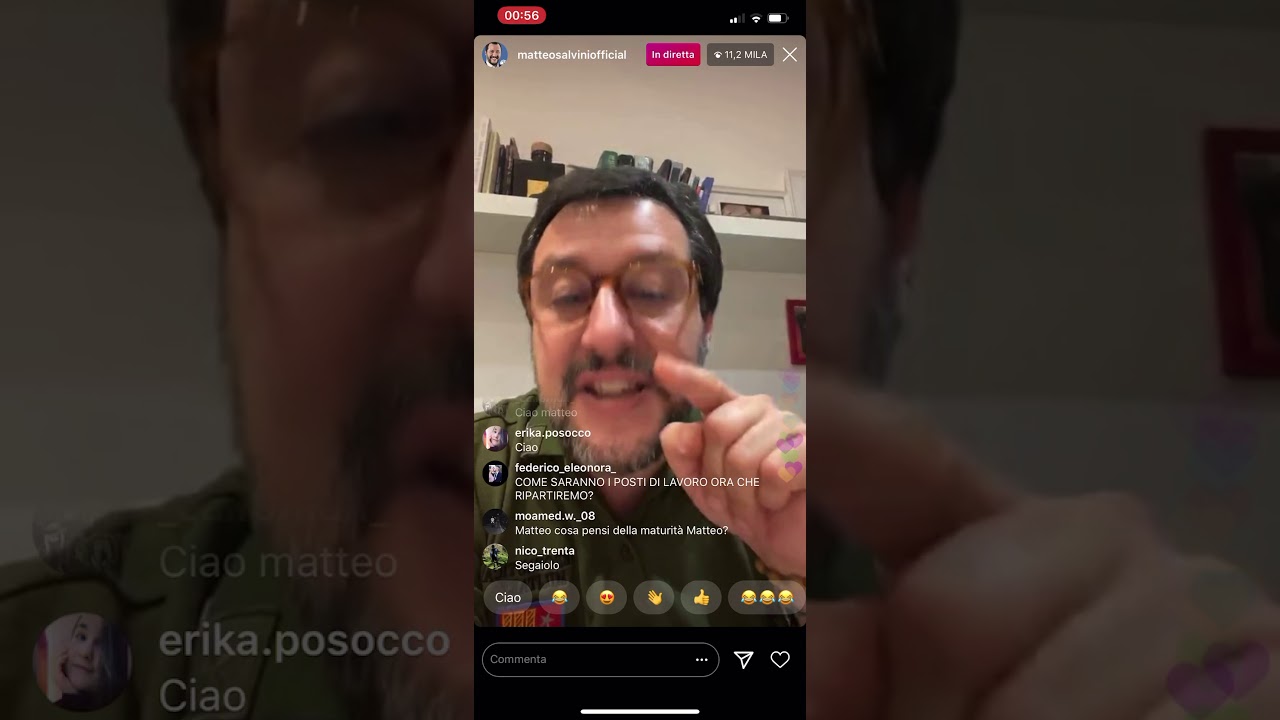 Salvini in diretta alle 2 di notte su instagram!