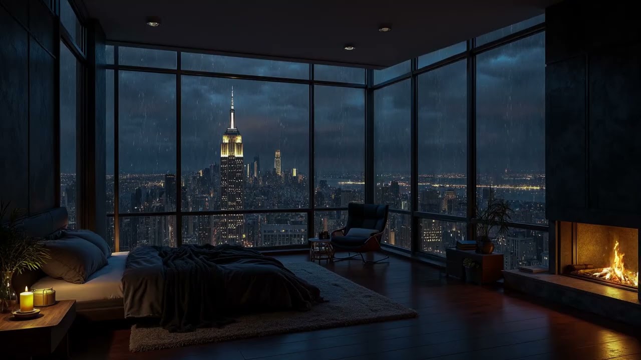 Rainstorm Night in Cozy Apartment At NYC 💤⛈️10 Hours of ASMR Sounds for Instant Sleep, Relax