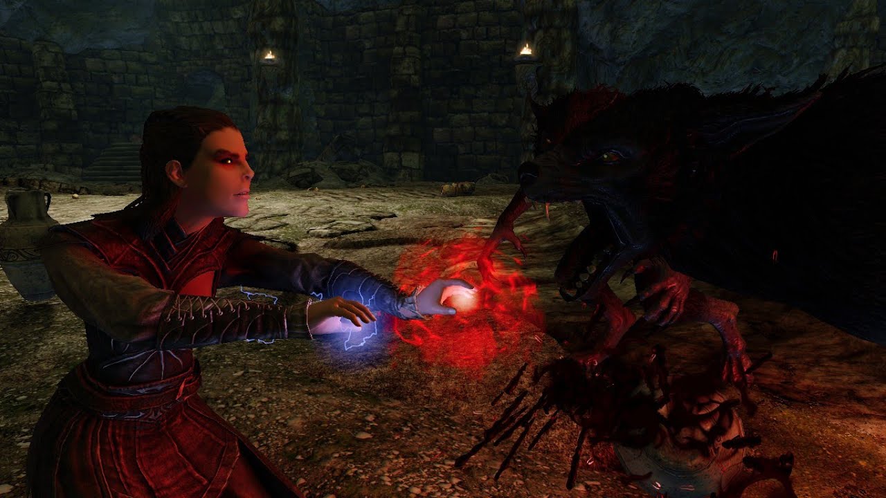 Nightlord Vampire vs 3 Werewolf Beastmaster | Skyrim