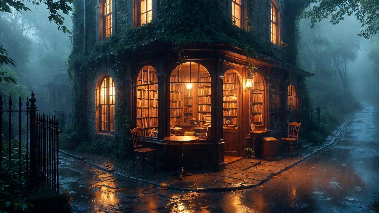 Hidden Ivy-Covered Bookshop in the Rain | Cozy Dark Academia Ambience for Study & Reflection