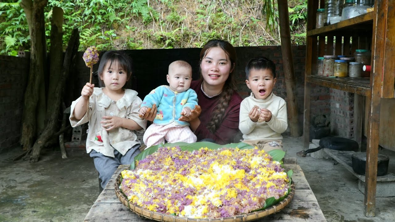 How to make colored sticky rice to sell at the market - to buy new clothes for the children
