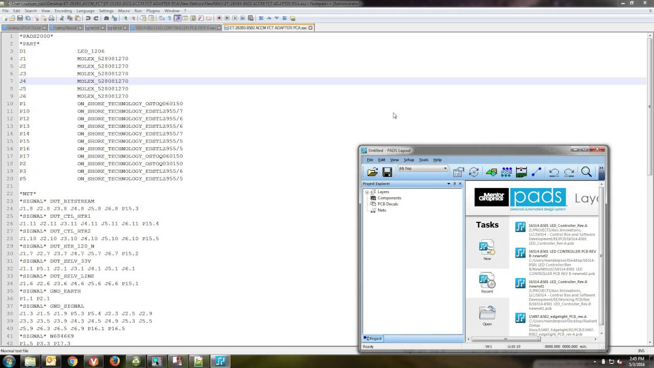 Cadence ORcad to Mentor PADs netlist