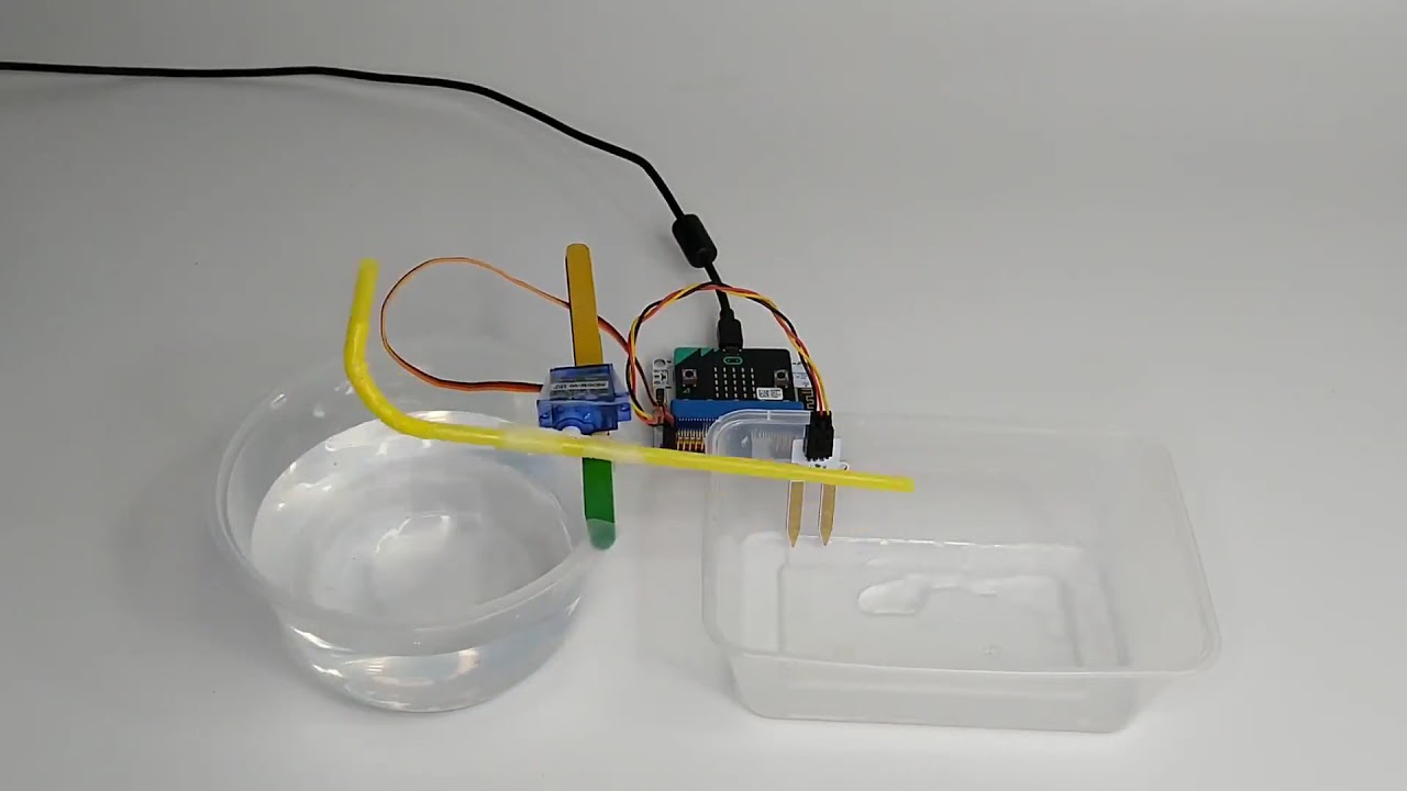 Micro:bit Plant Watering with servo motor and straw