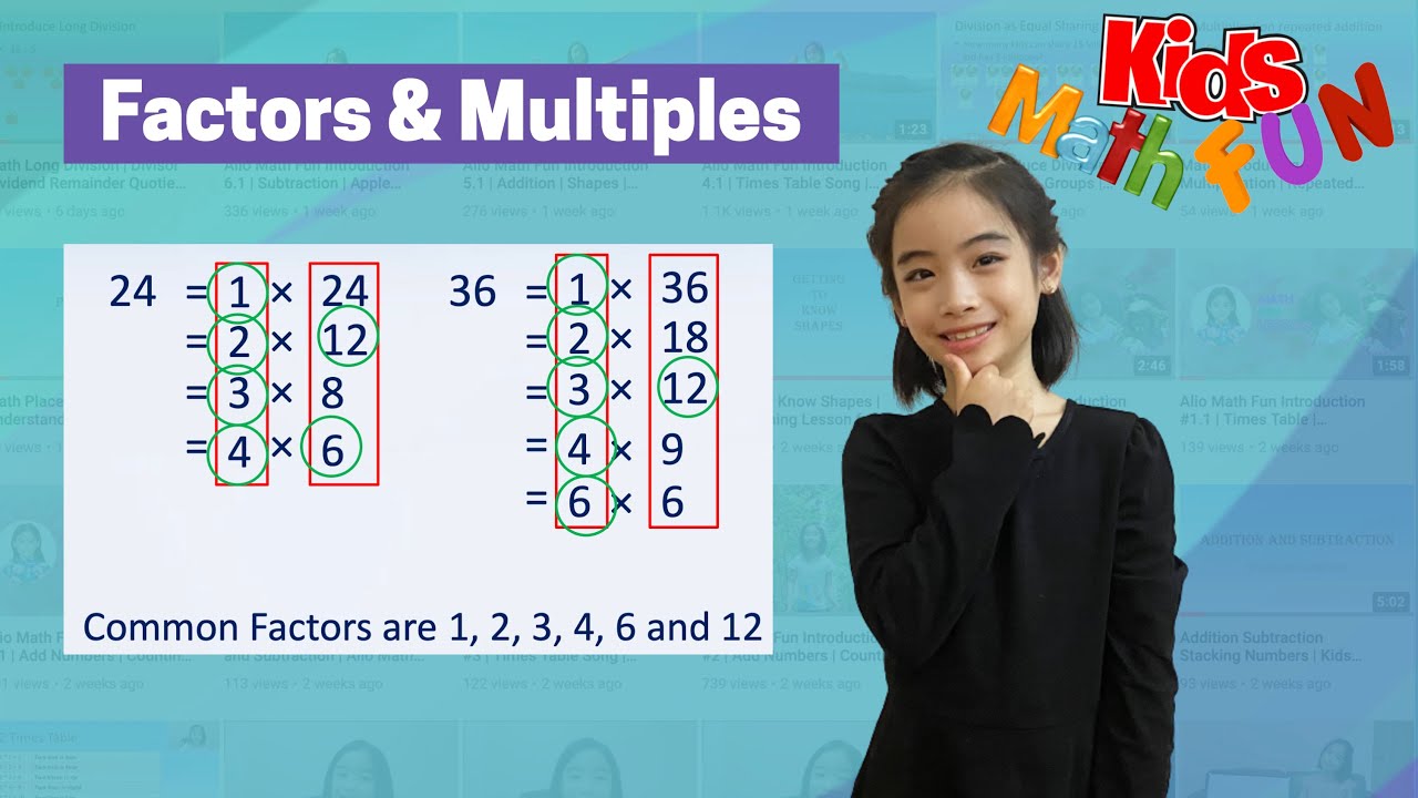 Kids Math Factors and Multiples | How to find common factors | Learn Math with Examples