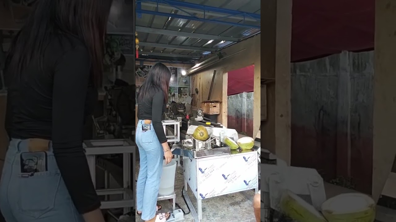 COCONUT CUTTING MACHINE 2HP ELECTRIC MOTOR GEARBOX REDUCER 80 FOOTSWITCH 304 STAINLESS COVER 1.2