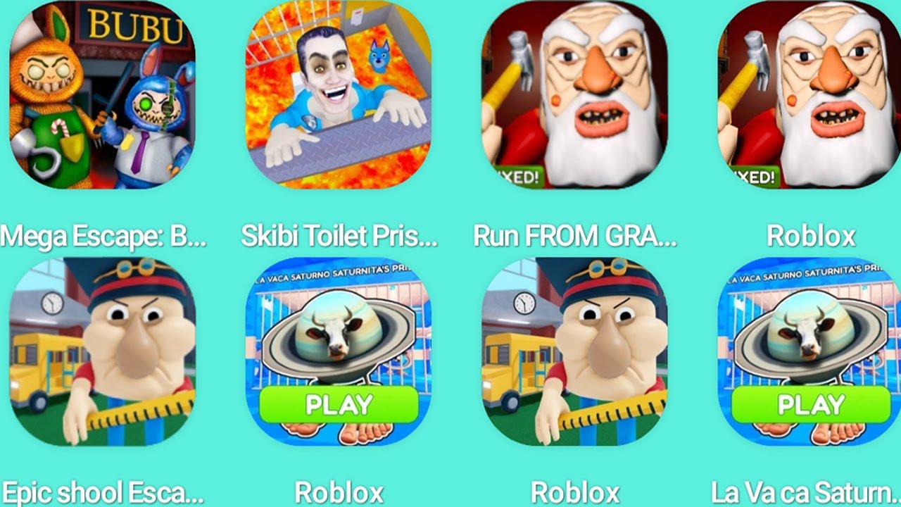 Mega Escape : Bubu Shop,Skibi Toilet PRISON RUN,RUN FROM GRANDPA,EPIC SCHOOL ESCAPE,LA VACA SATURNO