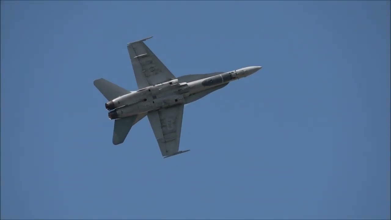 Canadian CF-18 Hornet in Friday's Flying Display at RIAT Fairford, 19th July 2024.