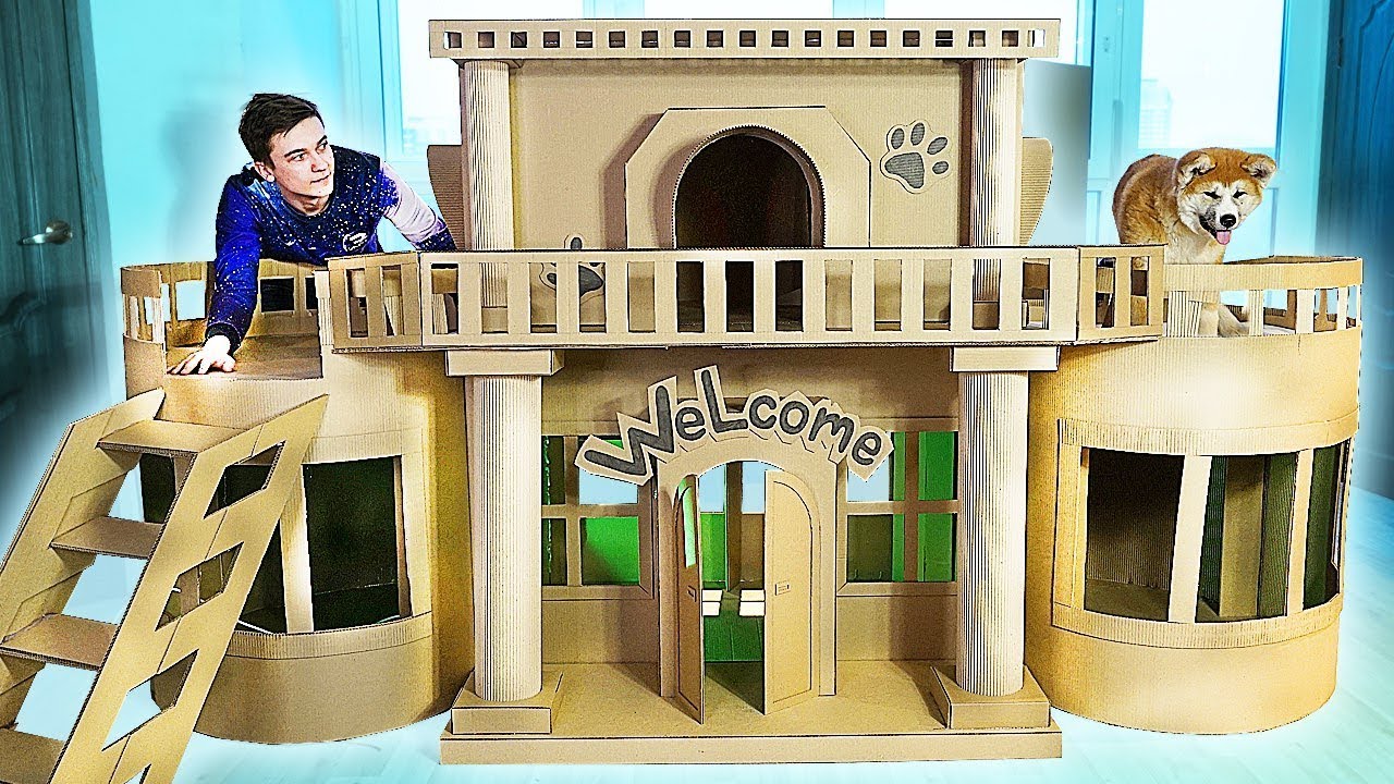 AMAZING HOUSE FOR PUPPY DOG FROM CARDBOARD