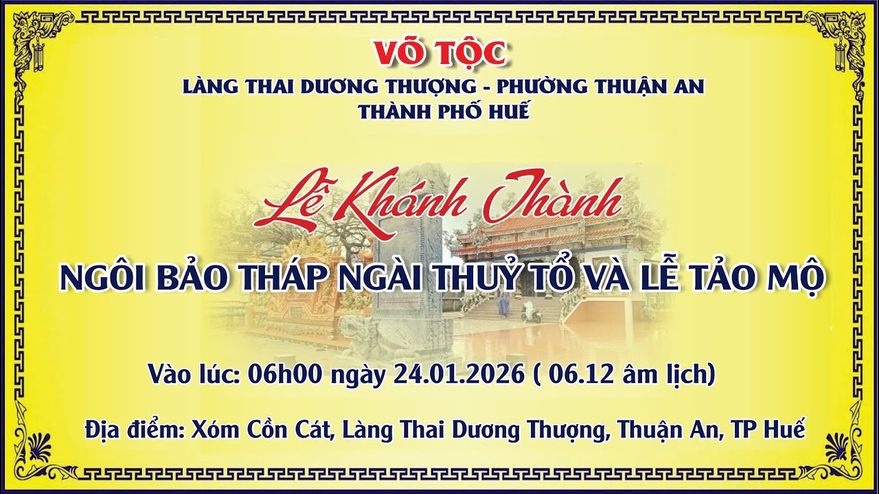 🔴TRỰC TIẾP✨ LỄ CHÁNH TẾ🏵️LỄ KHÁNH THÀNH BẢO THÁP NGÀI THUỶ TỔ I VÕ TỘC - LÀNG THAI DƯƠNG THƯỢNG