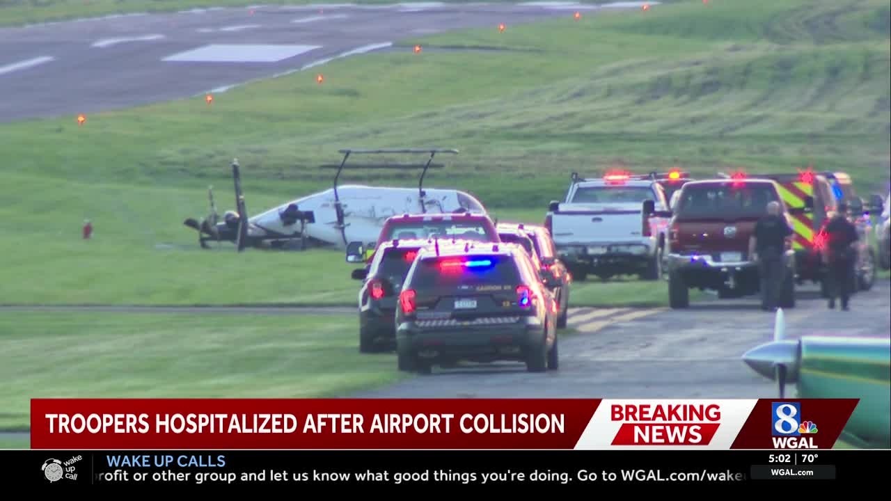 Pilot dead, 2 PA troopers injured after plane, helicopter collide at Carlisle Airport