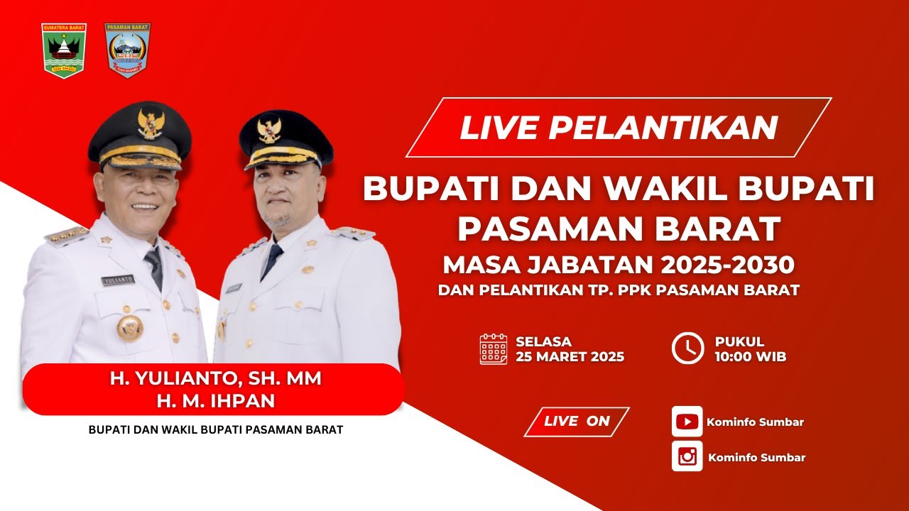 PELANTIKAN BUPATI DAN WAKIL BUPATI PASAMAN BARAT