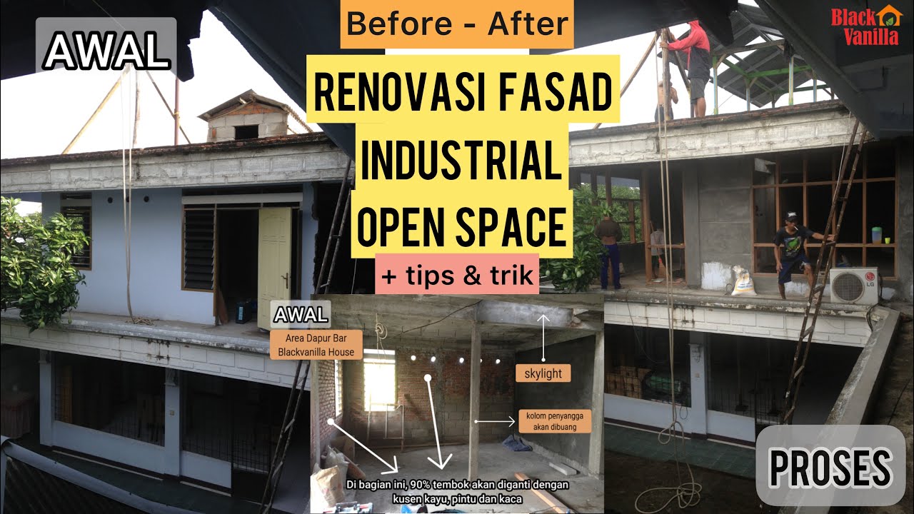 FASAD RUMAH MINIMALIS | OPEN SPACE (BEFORE AFTER) di #rumahindustrialtropis #desainrumahindustrial