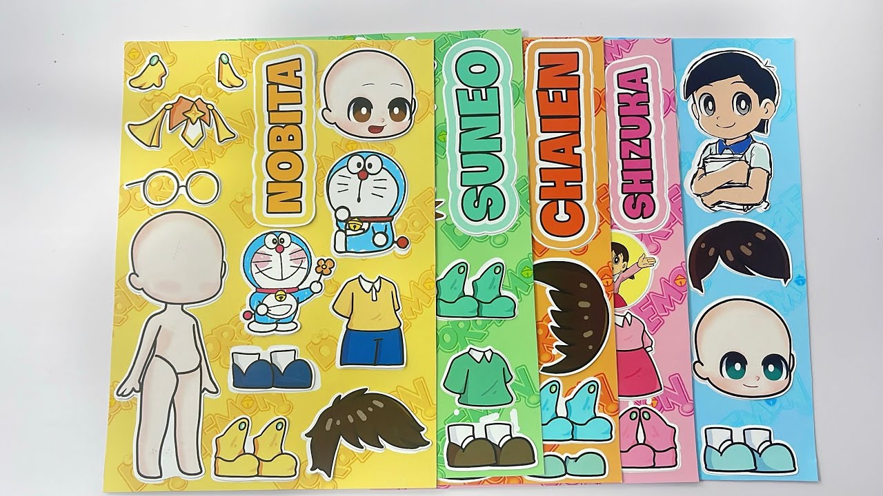 Sticker Đôremon , Nobita và những người bạn đáng yêu - Đồ chơi búp bê bằng giấy