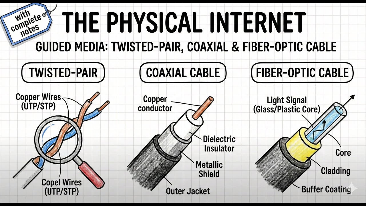 The Physical Internet : Guided Media: Twisted-Pair, Coaxial and Fiber-Optic Cable
