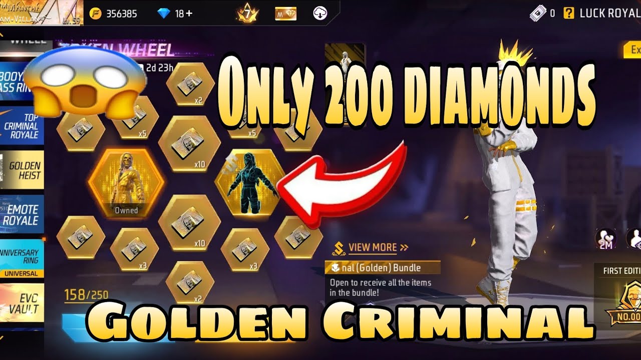 TOP CRIMINAL RING EVENT. Only 200 diamonds for Golden criminal 😱.