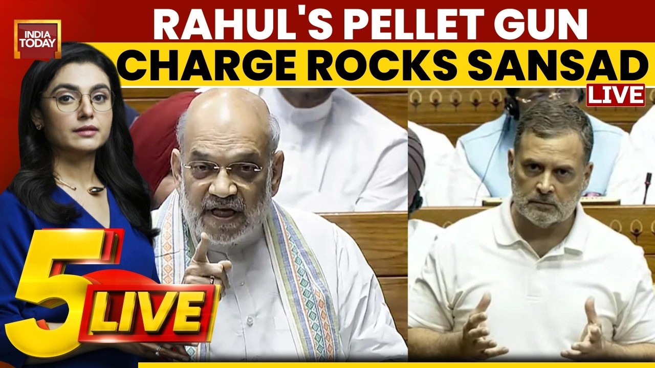 LIVE: Rahul Gandhi's Pellet Gun Charge Rocks Lok Sabha | BJP Demands Proof | Amit Shah | 5ive LIVE