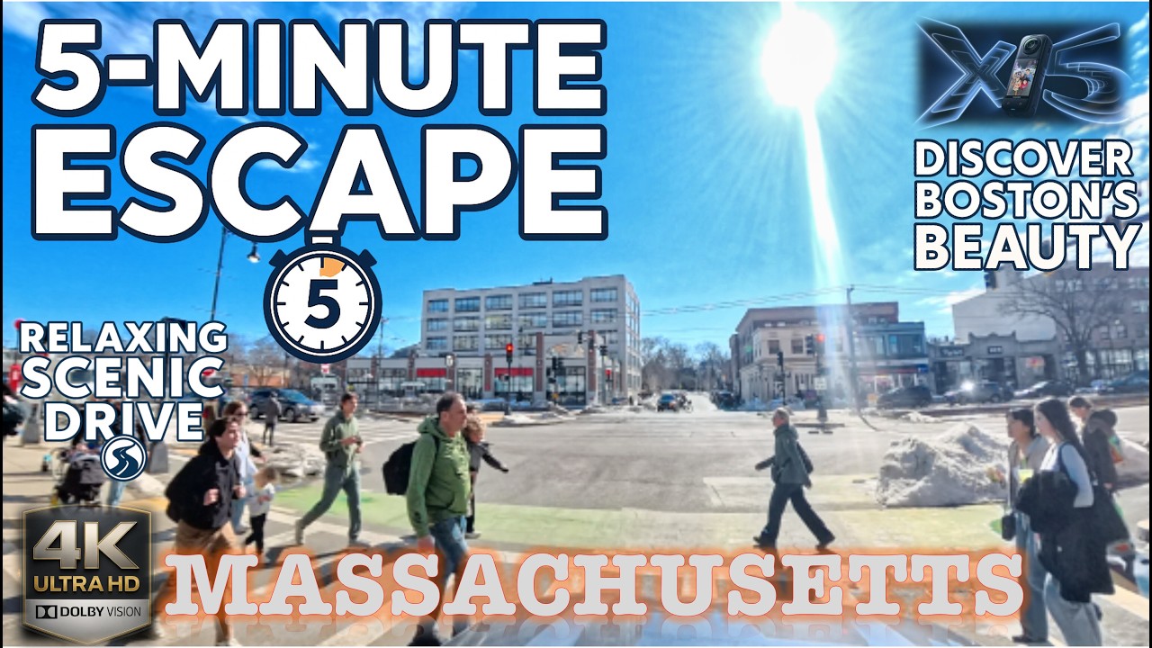 4K 🎧 5-Minute Tour of Local Neighborhoods: Boston, Brookline & Cambridge Riverfront- Relaxing Drive