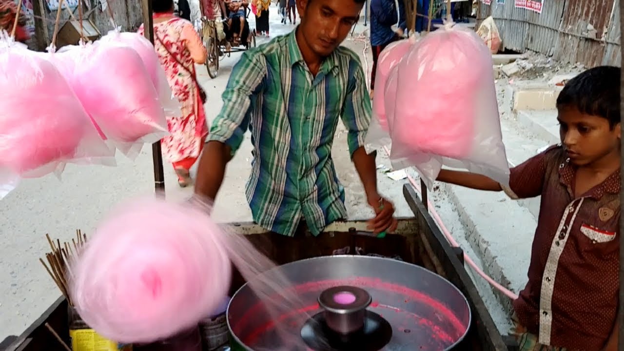 COTTON CANDY- How to making candy floss or Hawai mithai Traditional street food of Dhaka Bangladesh