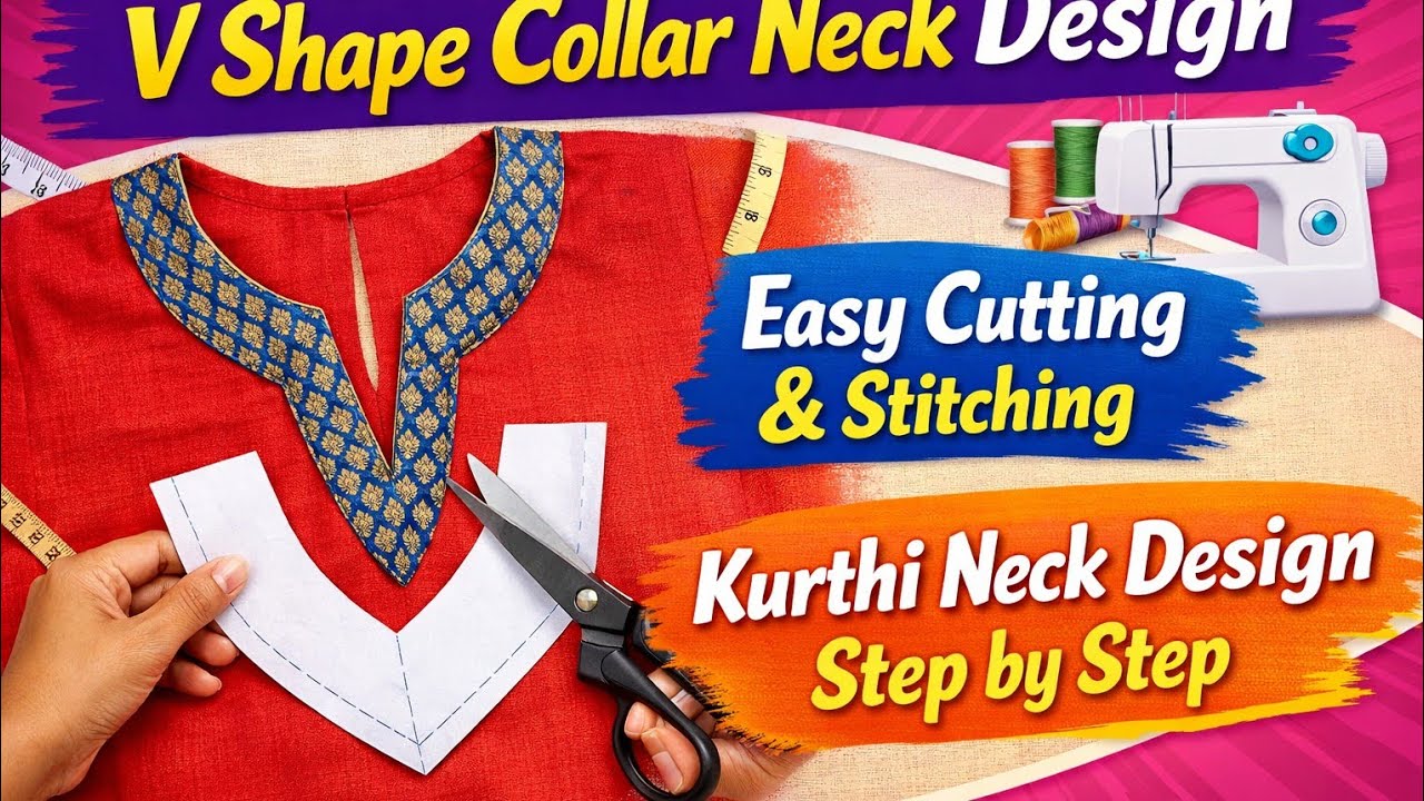 Kurthi V షేప్ కాలర్ నెక్ డిజైన్ #mahimapriyadiaries #telugu#kurthineckdesigns#tailoring#fashion