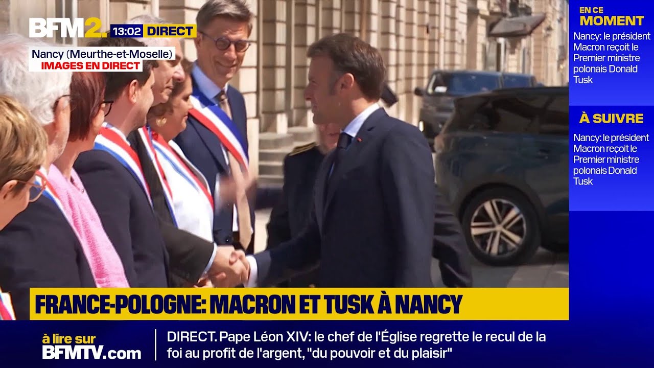 🟡 Suivez en direct la rencontre entre Emmanuel Macron et Donald Tusk, Premier ministre polonais, ...