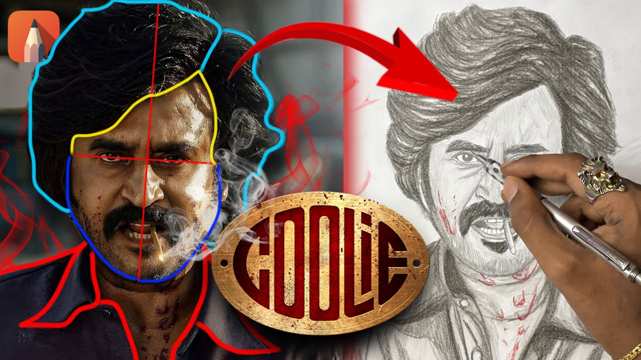 Vintage Rajinikanth Coolie Flashback 🔥 Loomis Method to Realistic Portrait ⭐
