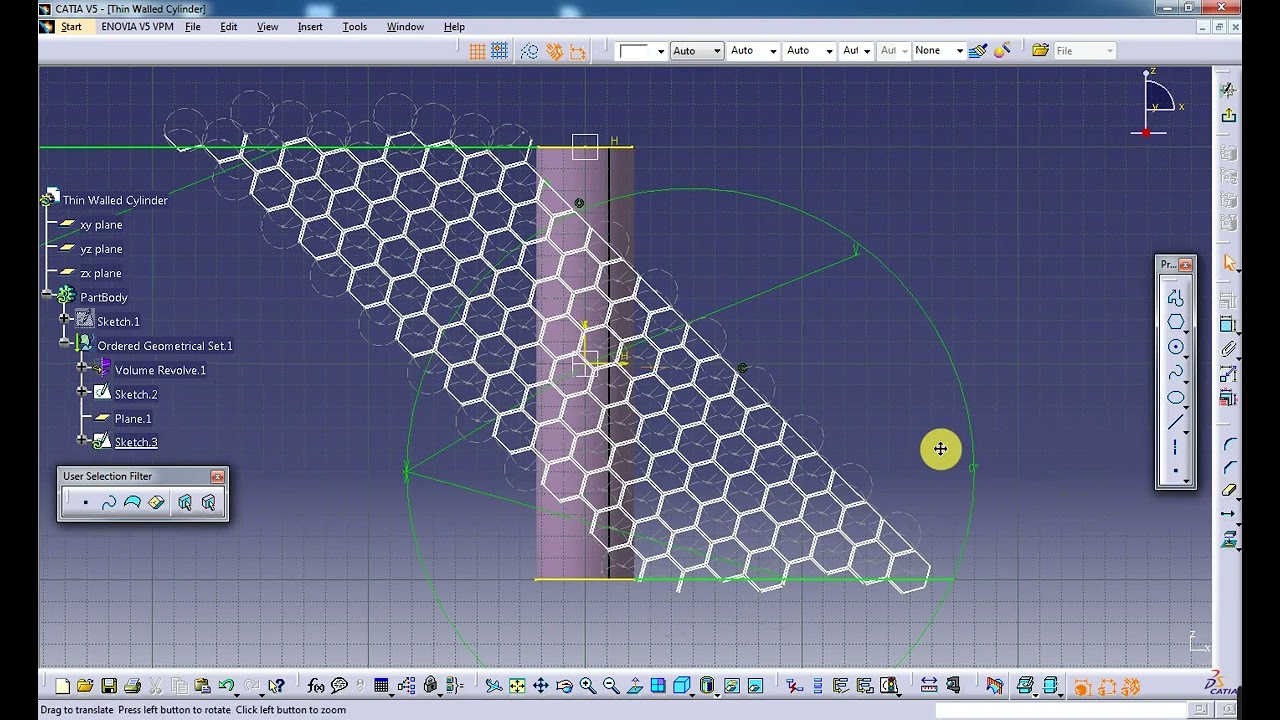 modeling chiral lattice absorbation in catia