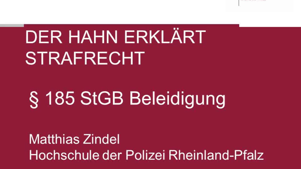 Der Hahn erkl&auml;rt Strafrecht - &sect; 185 StGB Beleidigung