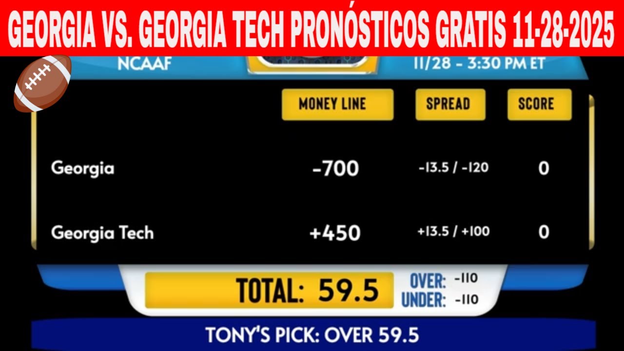Georgia vs Georgia Tech 11/28/2025 Semana 14 Pronósticos GRATIS de Fútbol Universitario para Hoy