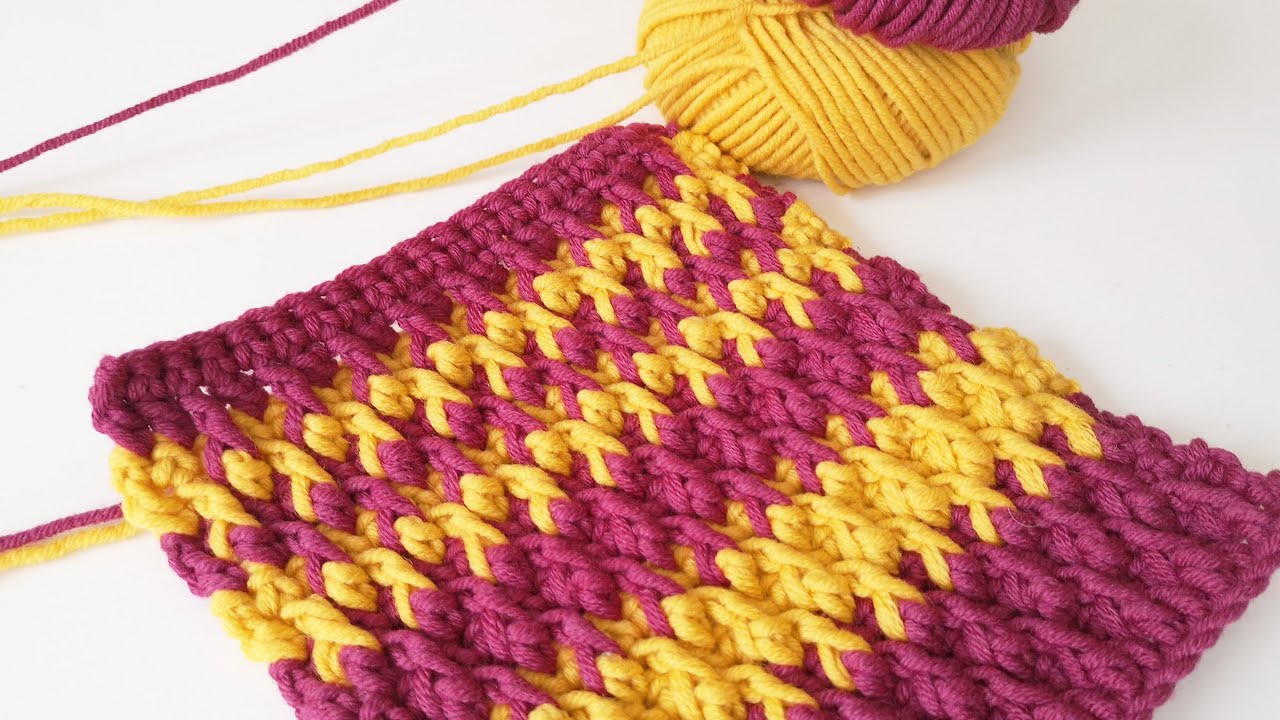 #020 Алпийска плетка на една кука (Alpine Stitch Crochet)
