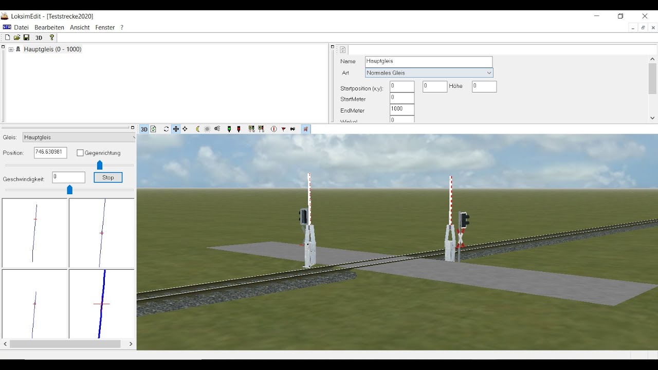 Bahnübergang, Landschaftsobjekte-Loksim3D Streckenbau Tutorial #4