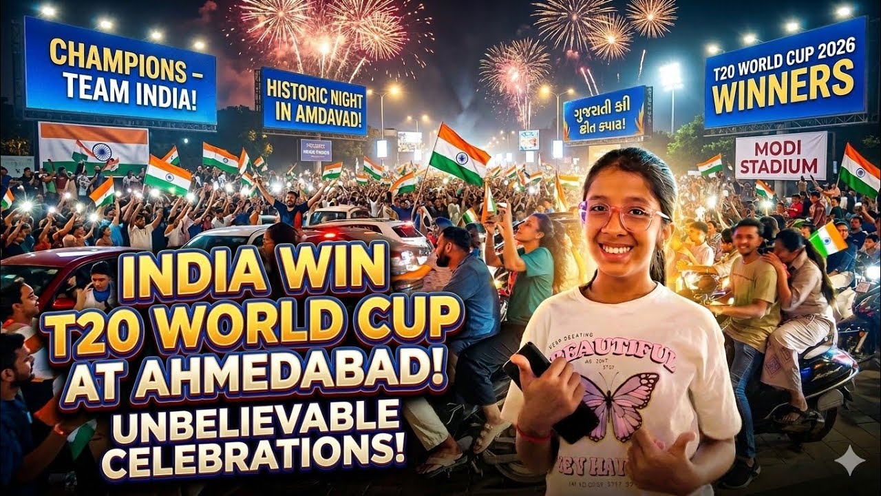 Ahmedabad CRAZY Celebrations! 🇮🇳 India Wins T20 World Cup 2026 | Full Crowd Reacts!