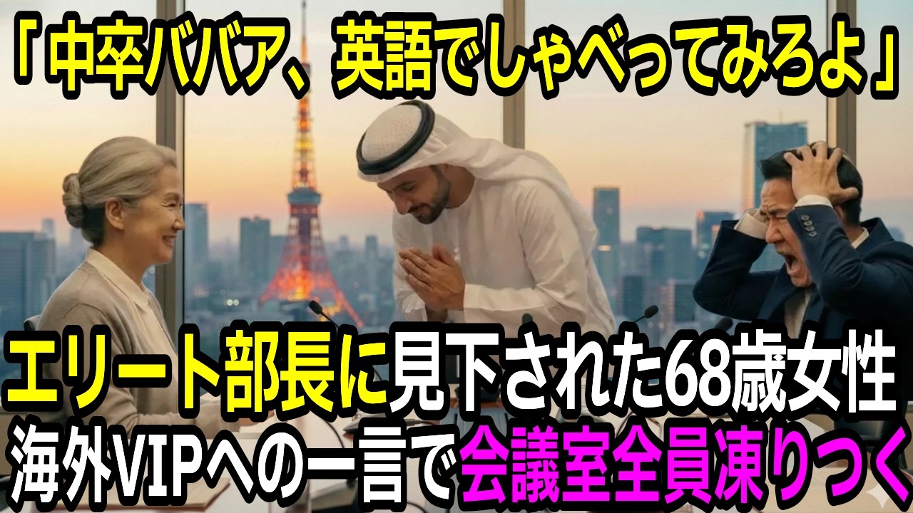 「中卒の契約社員、英語で何かしゃべってみろよ」エリート部長に見下された68歳女性、海外VIPの前で放った一言で会議室が凍りつく...