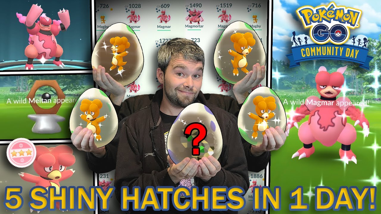 5 SHINY HATCHES IN 1 DAY! SHINY MAGMAR COM DAY WAS AMAZING! (Pokémon GO Community Day)