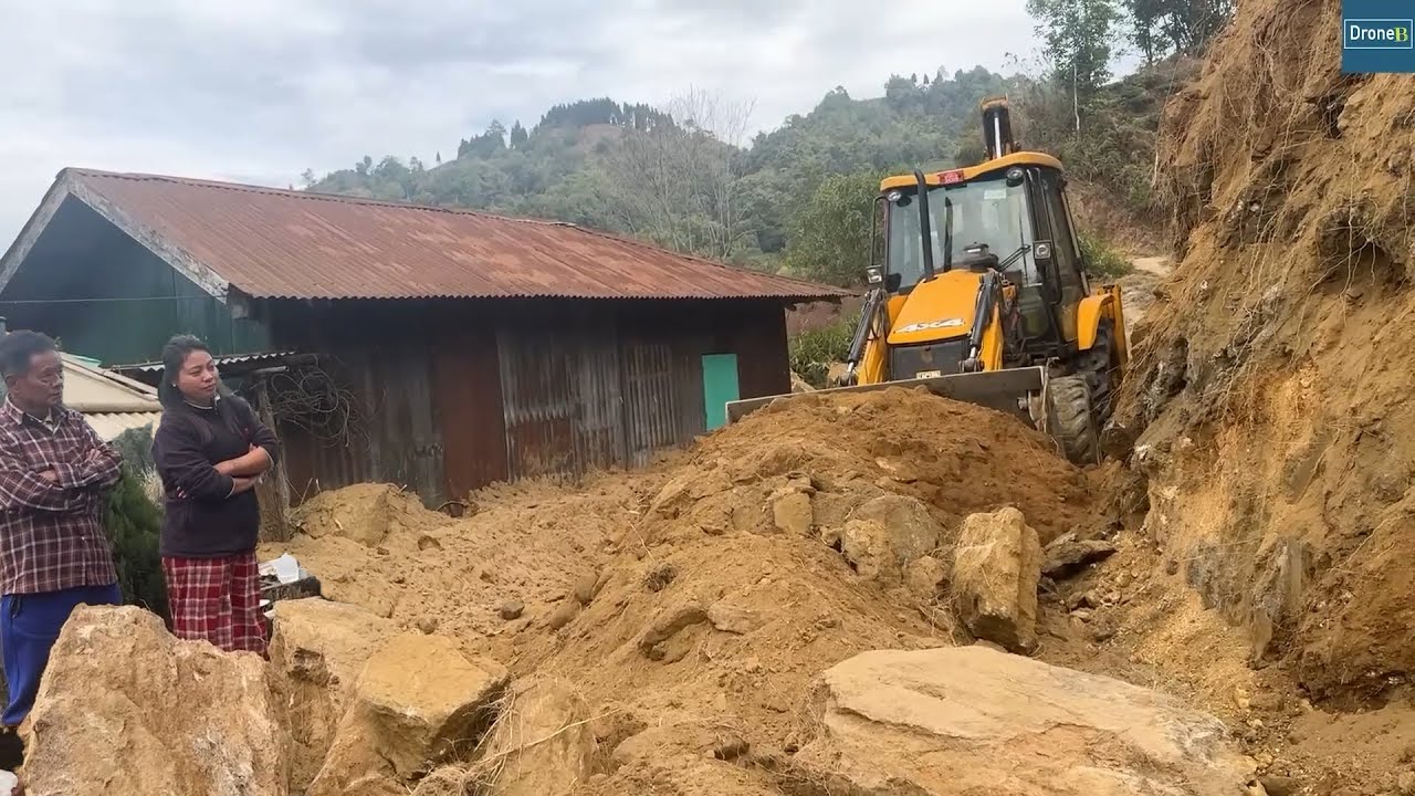 Rural Mountain Village-Happy Villagers-Road Rework with JCB Backhoe