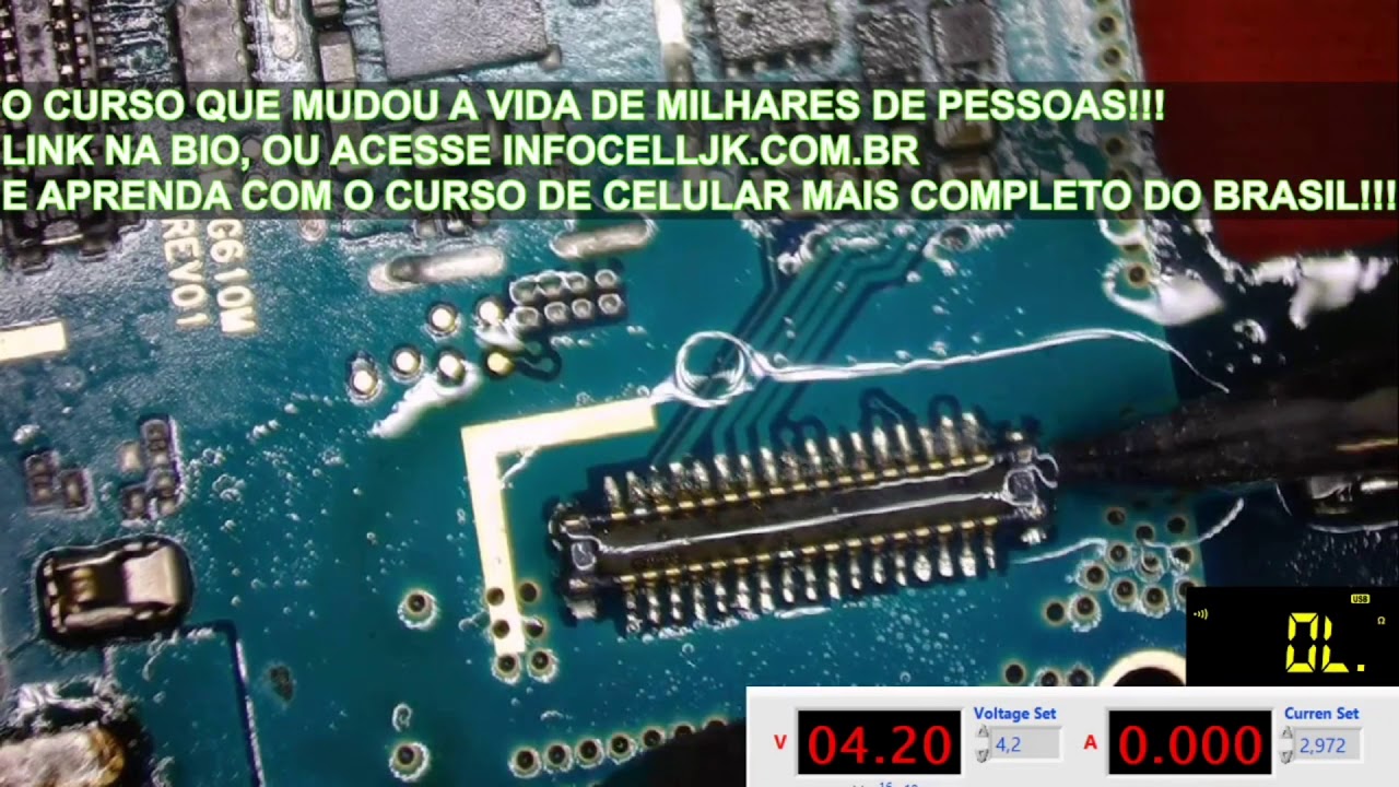 troca de conector FPC, curso manuten&ccedil;&atilde;o de celulare online, o mais completo do Brasil.