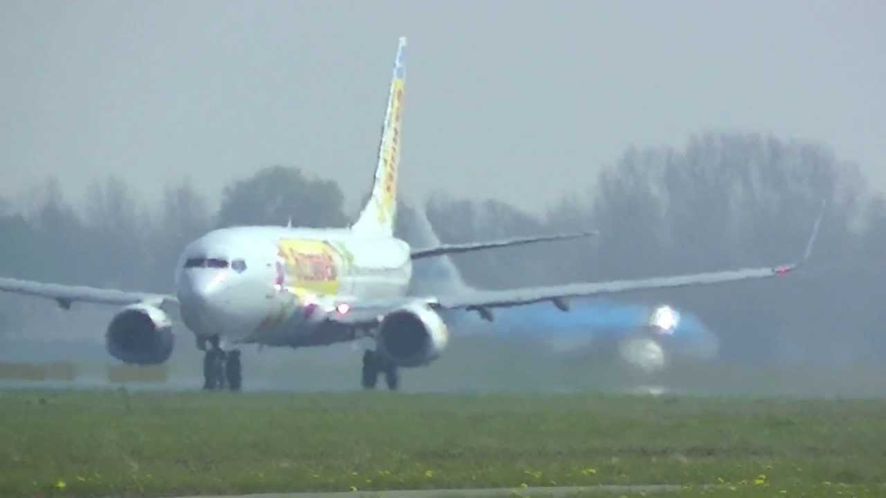 Sunweb B737 Landing and Take-off at Schiphol