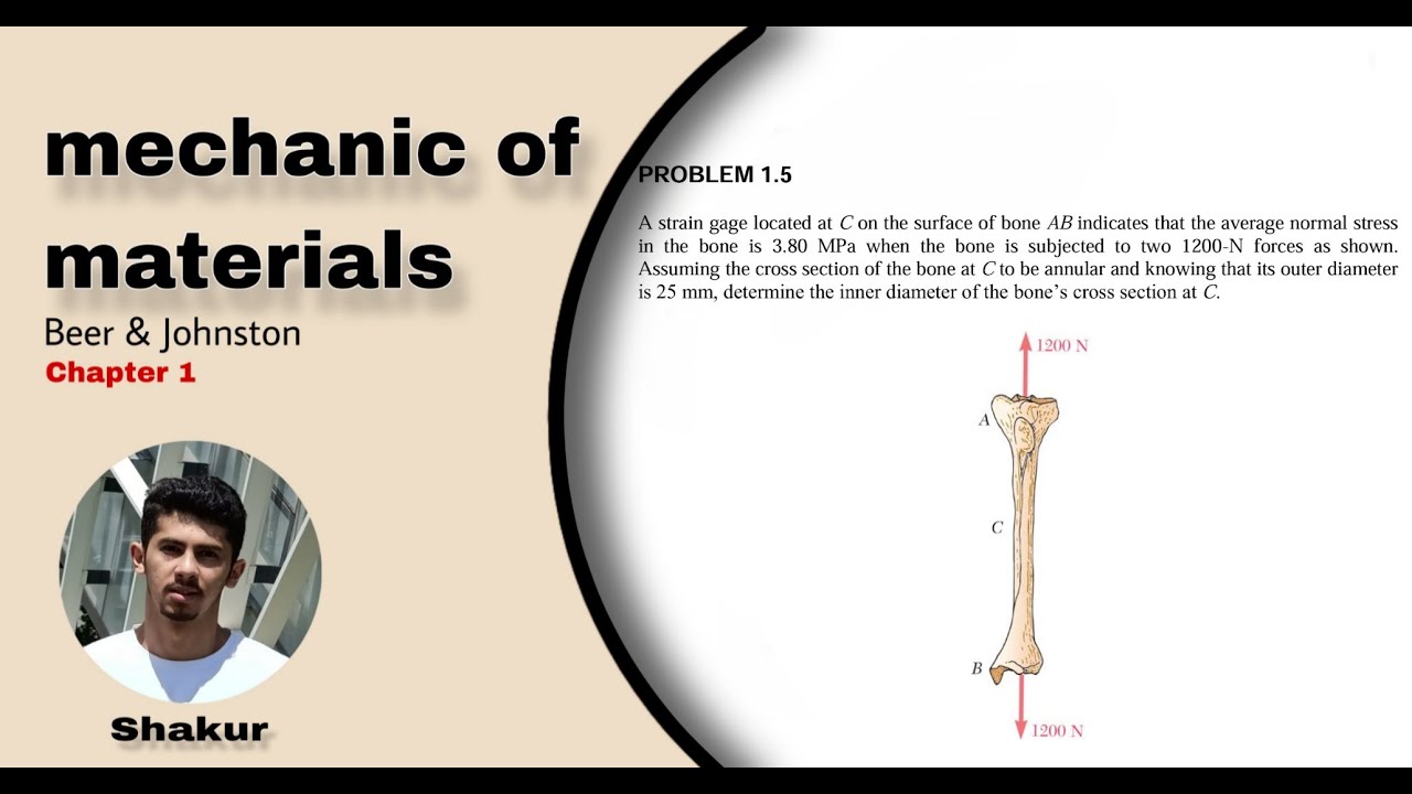 Problem 1.5 | Strength of Materials | Beer & Johnston  | Chapter1 | Inner Diameter of a Bone
