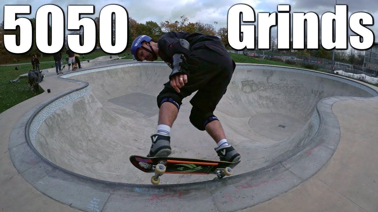Learning to 5050 Grind on Pool Coping - Crystal Palace Skatepark Pool London