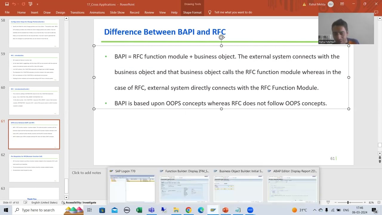 40 - Cross Applications - RFC - Comparison with BAPI and Pre-Requisites