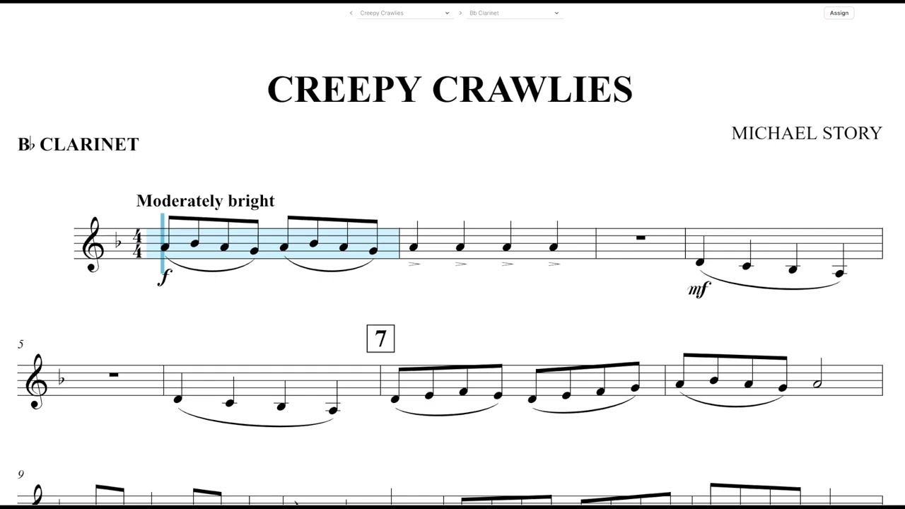Creepy Crawlies (Michael Story) Bb Clarinet Play Along