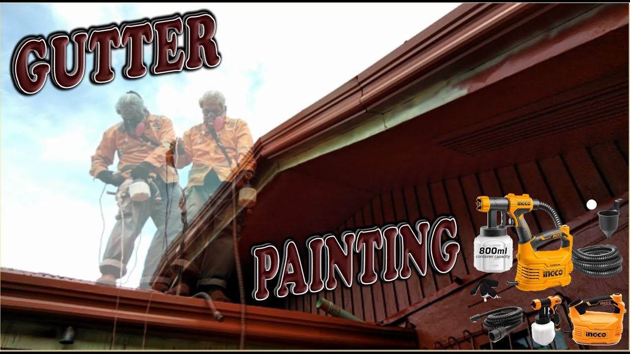 BENEATH THE EDGE OF A ROOF PAINTING USING INGCO ELECTRIC SPRAY GUN