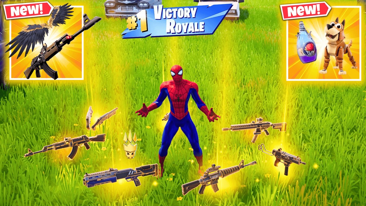 Spider-Man vs ALL NEW MYTHIC GUNS (NEW!) Fortnite Chapter 7 Season 1