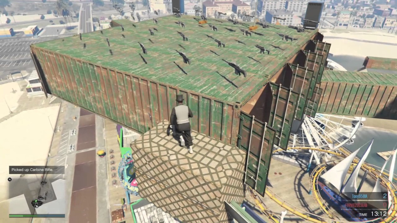 GTA 5 ONLINE - PARKOUR DEATHMATCH  - CRAZY BEACH PARKOUR (Brothers account)