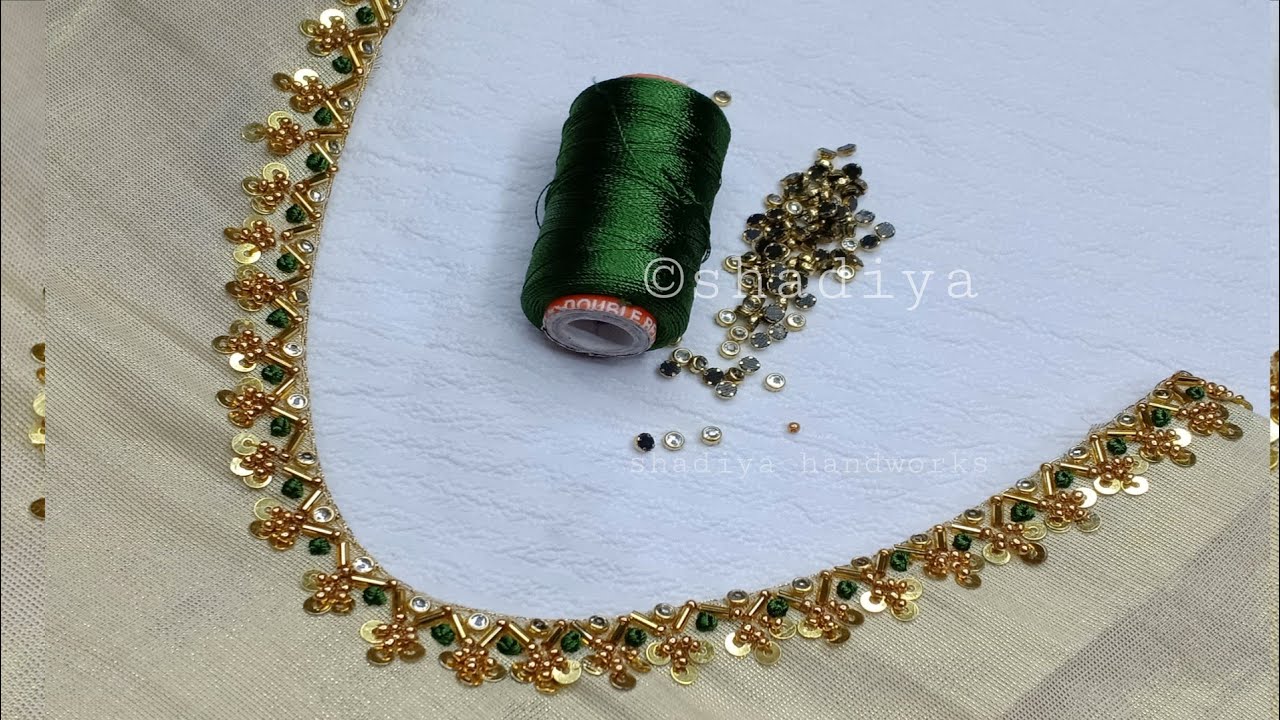 very very easy normal needle simple neck embroidery|hand embroidered neck design