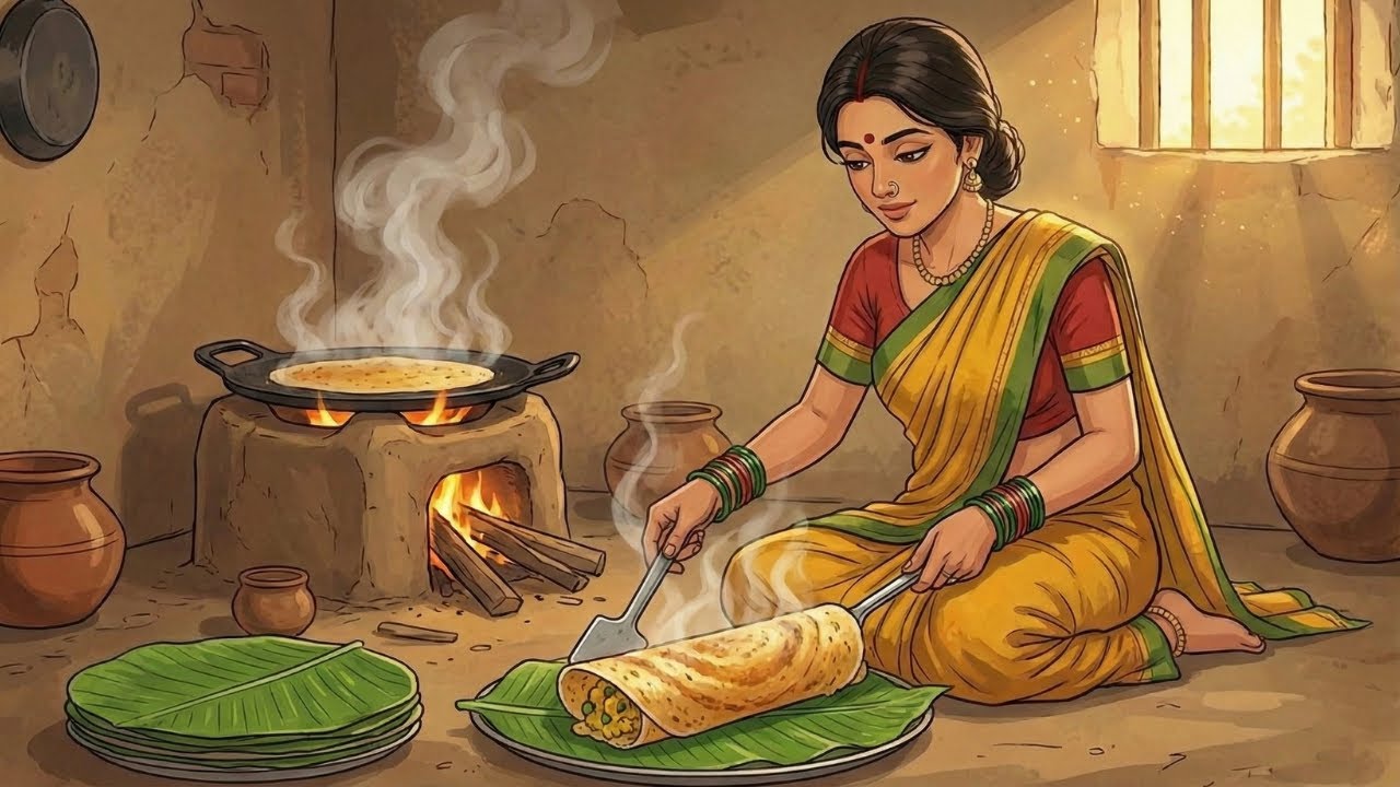 Making Crispy Dosa on a Traditional Tawa 🍳 Indian Village Lifestyle ASMR (Ghibli Aesthetic)