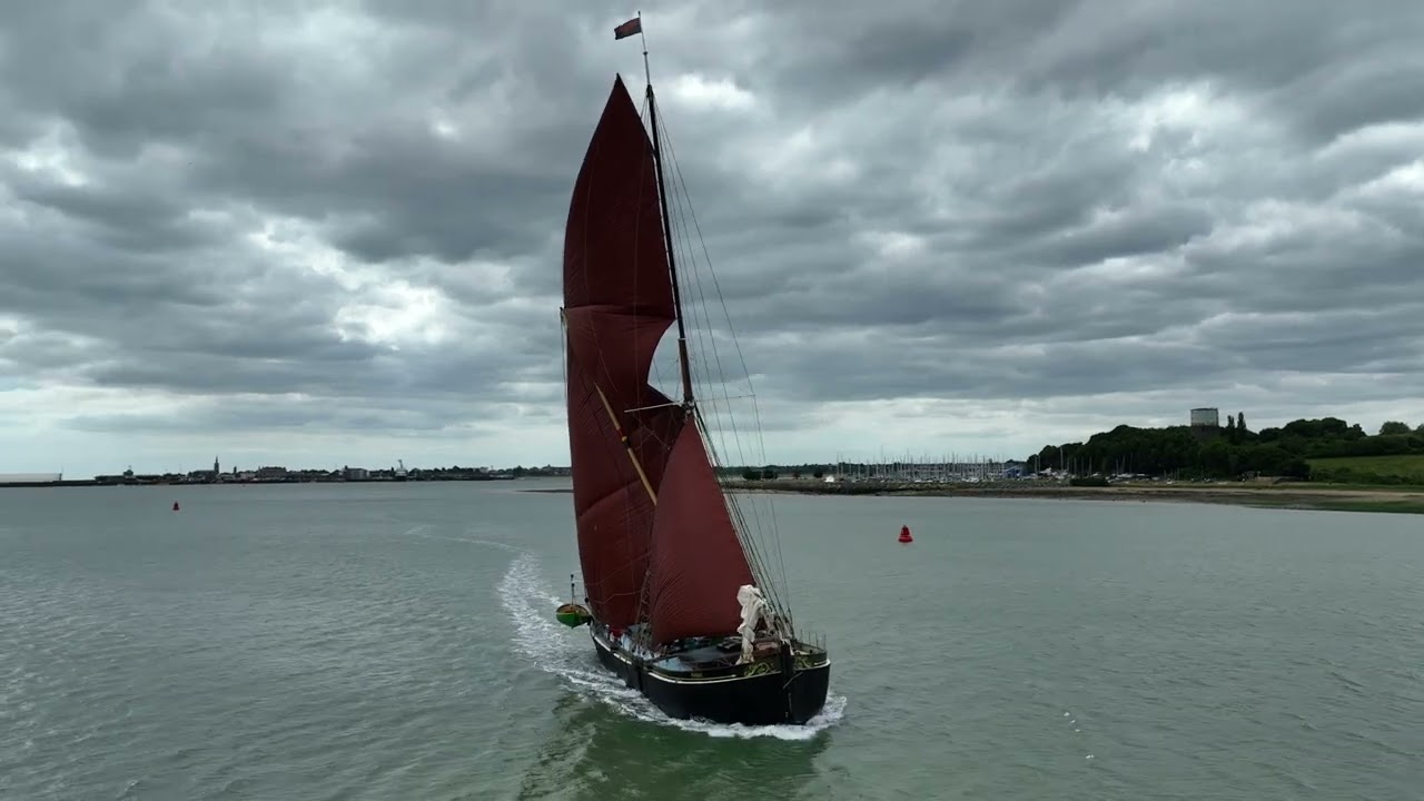 Thames Sailing Barges Arriving at Pin Mill for annual Barge Match  4K