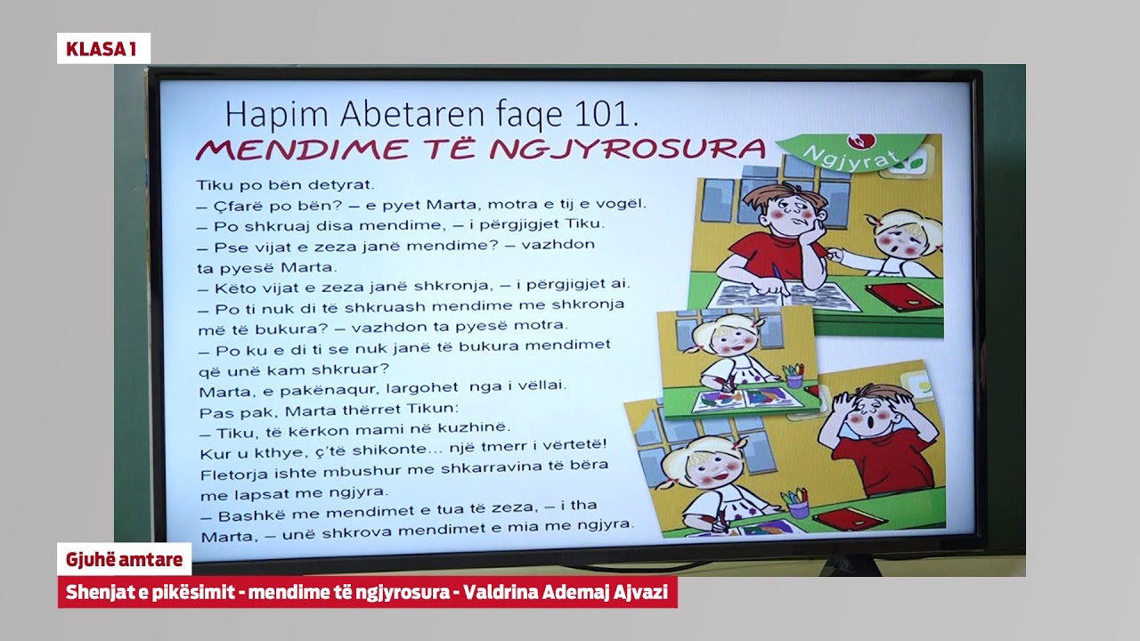 e Mesimi Klasa 1 - 1337 Gjuhë amtare - Shenjat e pikësimit - mendime të ngjyrosura