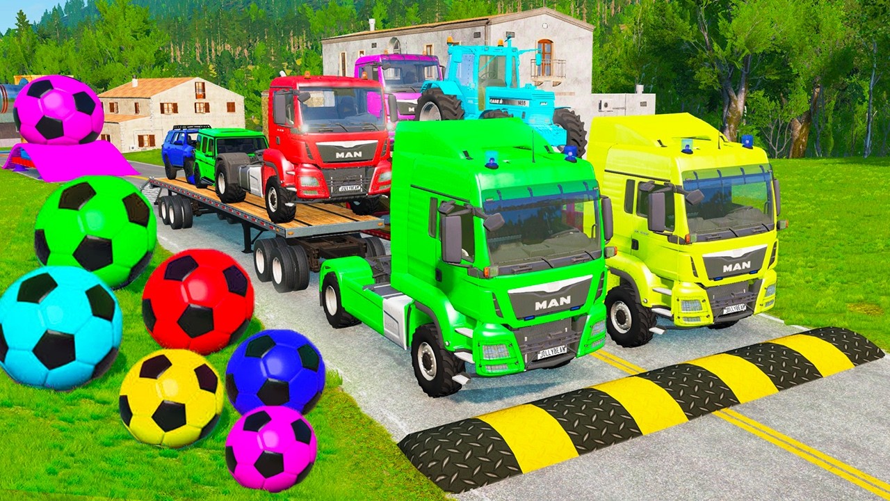 Flatbed Truck Mcqueen | Transportation with Truck - Pothole vs Car #607 - BeamNG.Drive